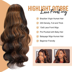 Afribye peluca frontal con encaje, densidad 200% para mayor volumen y estilo duradero