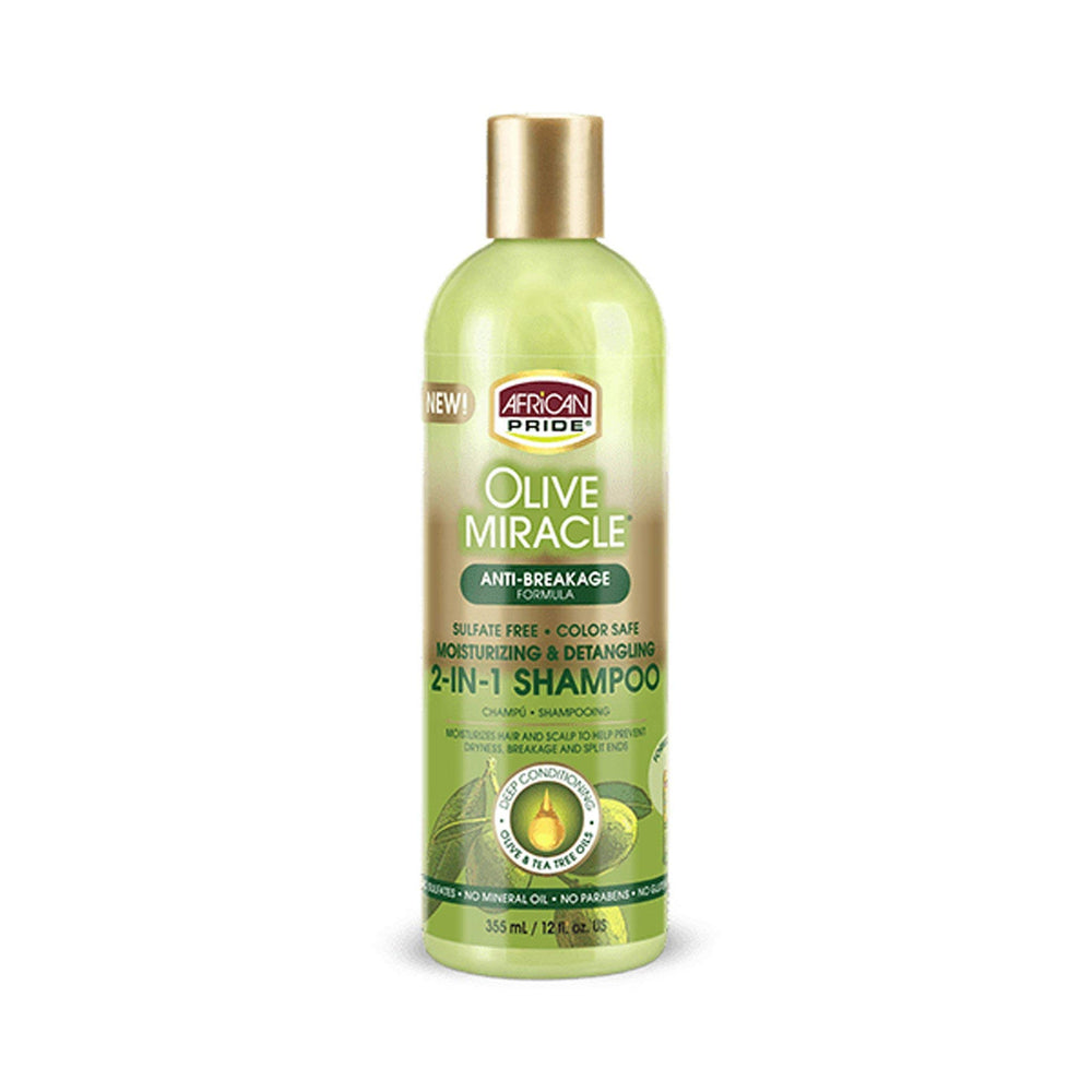 African Pride Olive Miracle cabello suave y brillante tras el lavado.