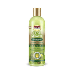 African Pride Olive Miracle cabello suave y brillante tras el lavado.