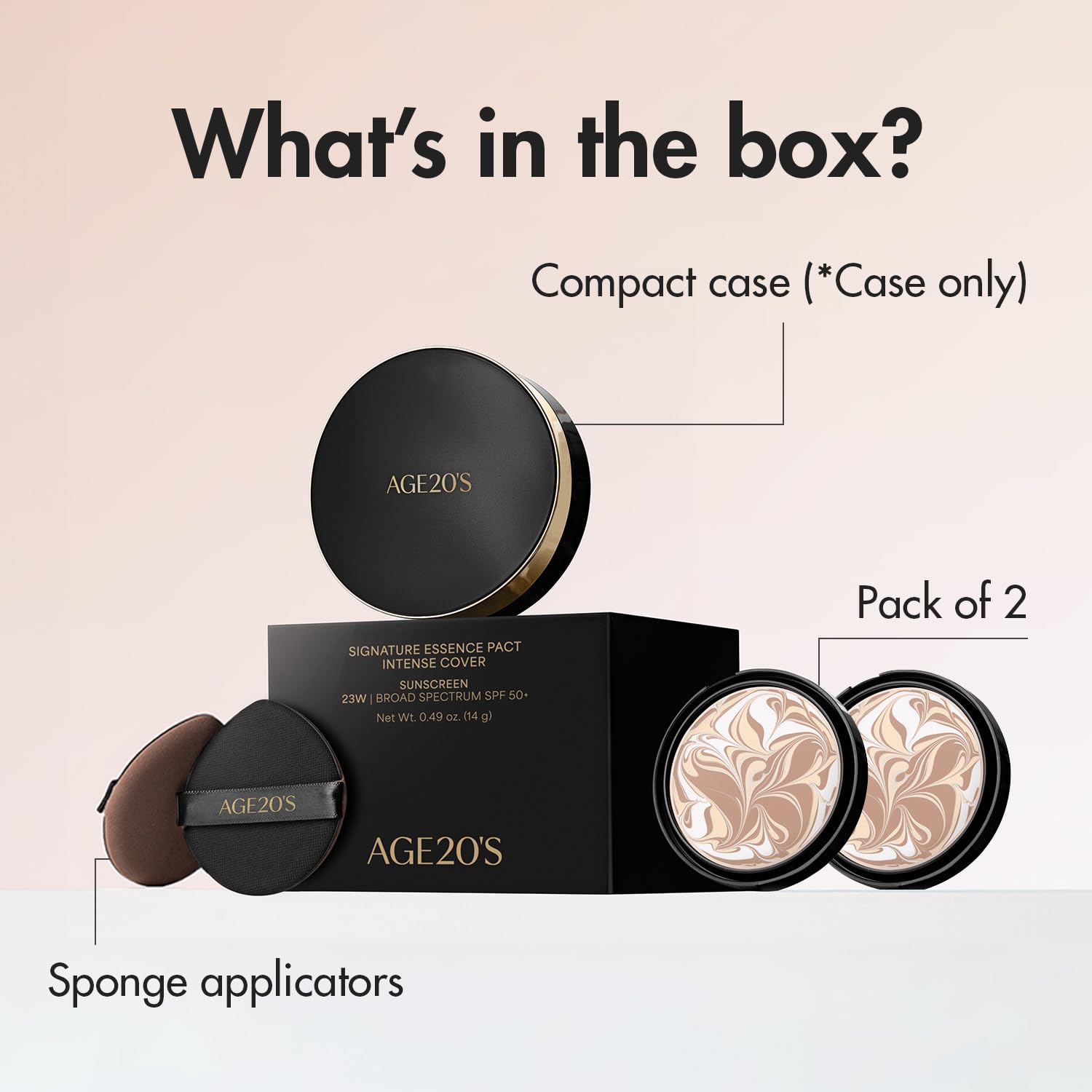 AGE 20's Signature Essence Pact SPF50+ 71% esencia para sensación ligera.