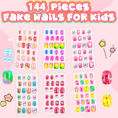 Uñas AGGKKY para niñas con diseños lindos y colores, perfectas para manualidades en casa.
