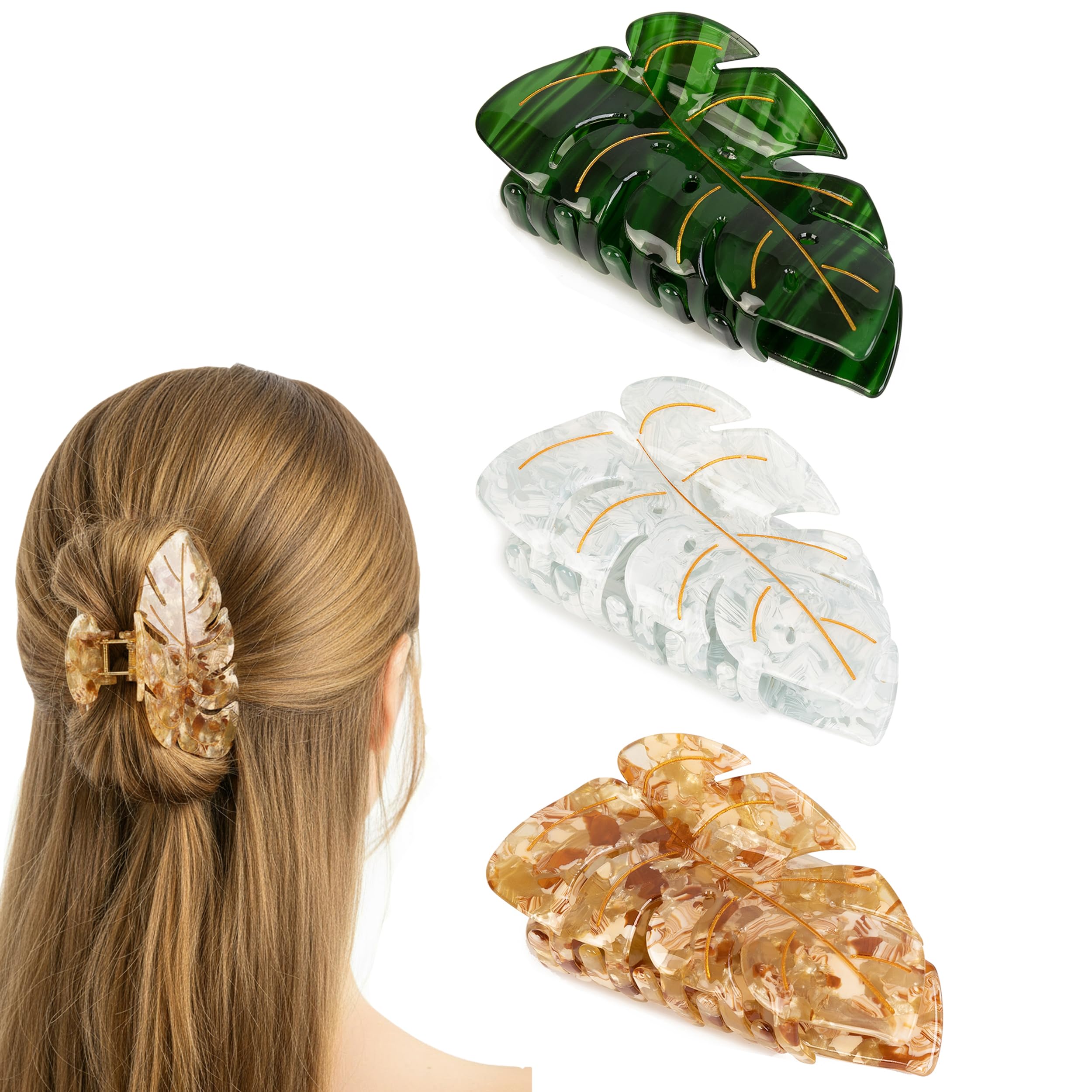 Clips hoja verde de Agirlvct para peinado elegante y firme