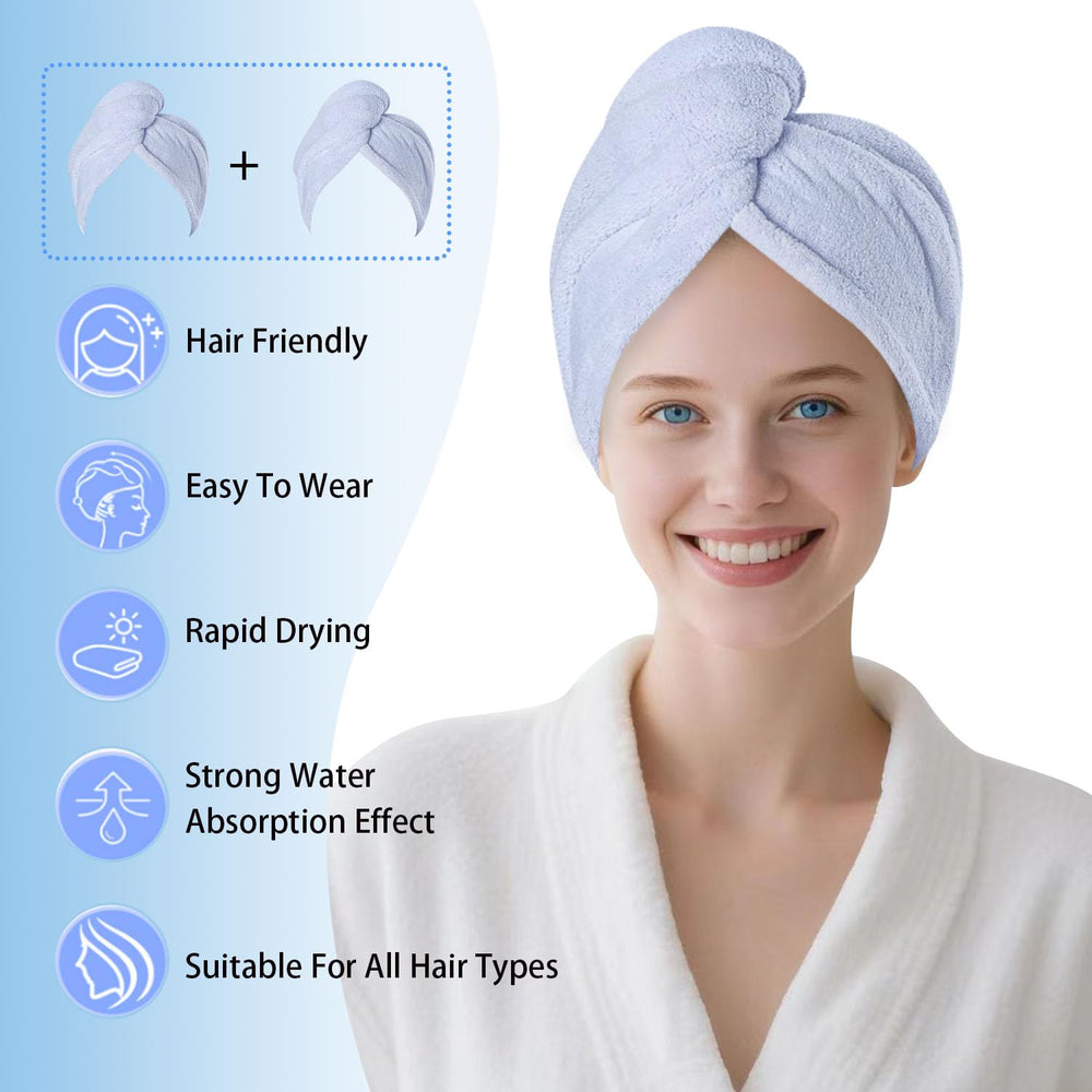 AGKXHDEC turbante azul para cabello, envuelve con suavidad tras la ducha.