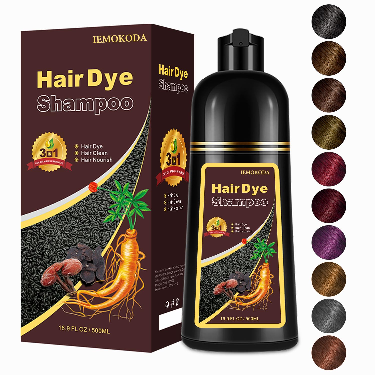 Agthyuve tintura-shampoo 3 en 1 Marrón Claro; aplicación casera para color duradero.
