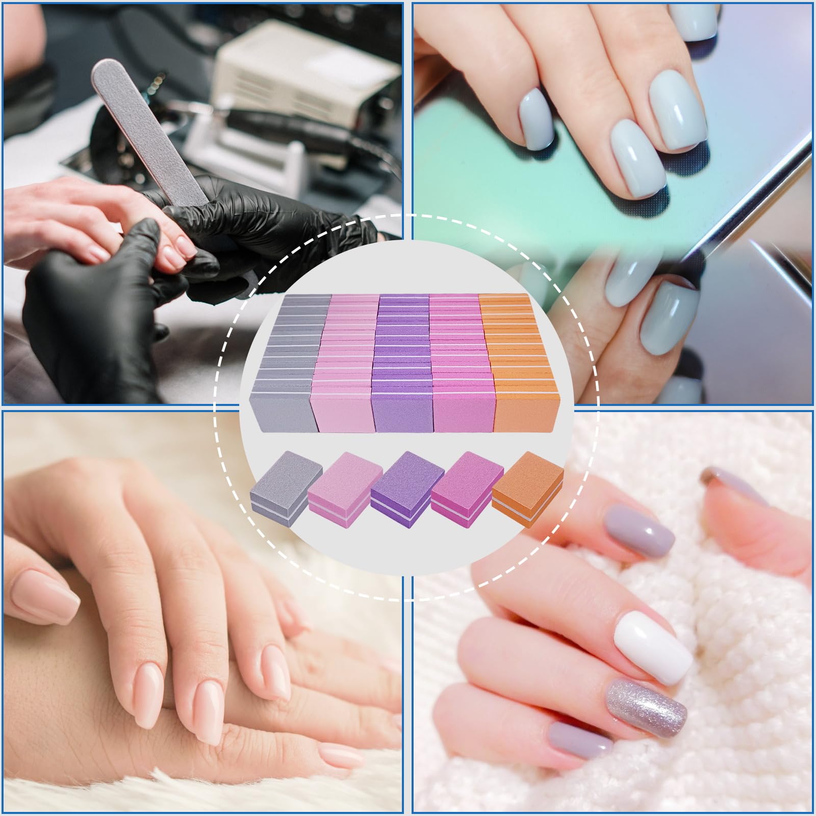 AhaTopia juego de 50 bloques para manicura profesional en casa, colores mixtos.