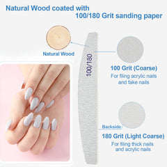 Lima de uñas de madera AhaTopia emery para uso duradero