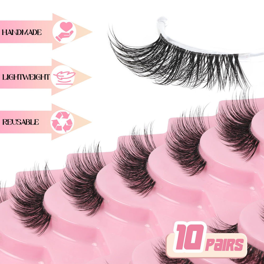 Ahrikiss Half Lashes estilo ojo gato wispy para mirada definida.