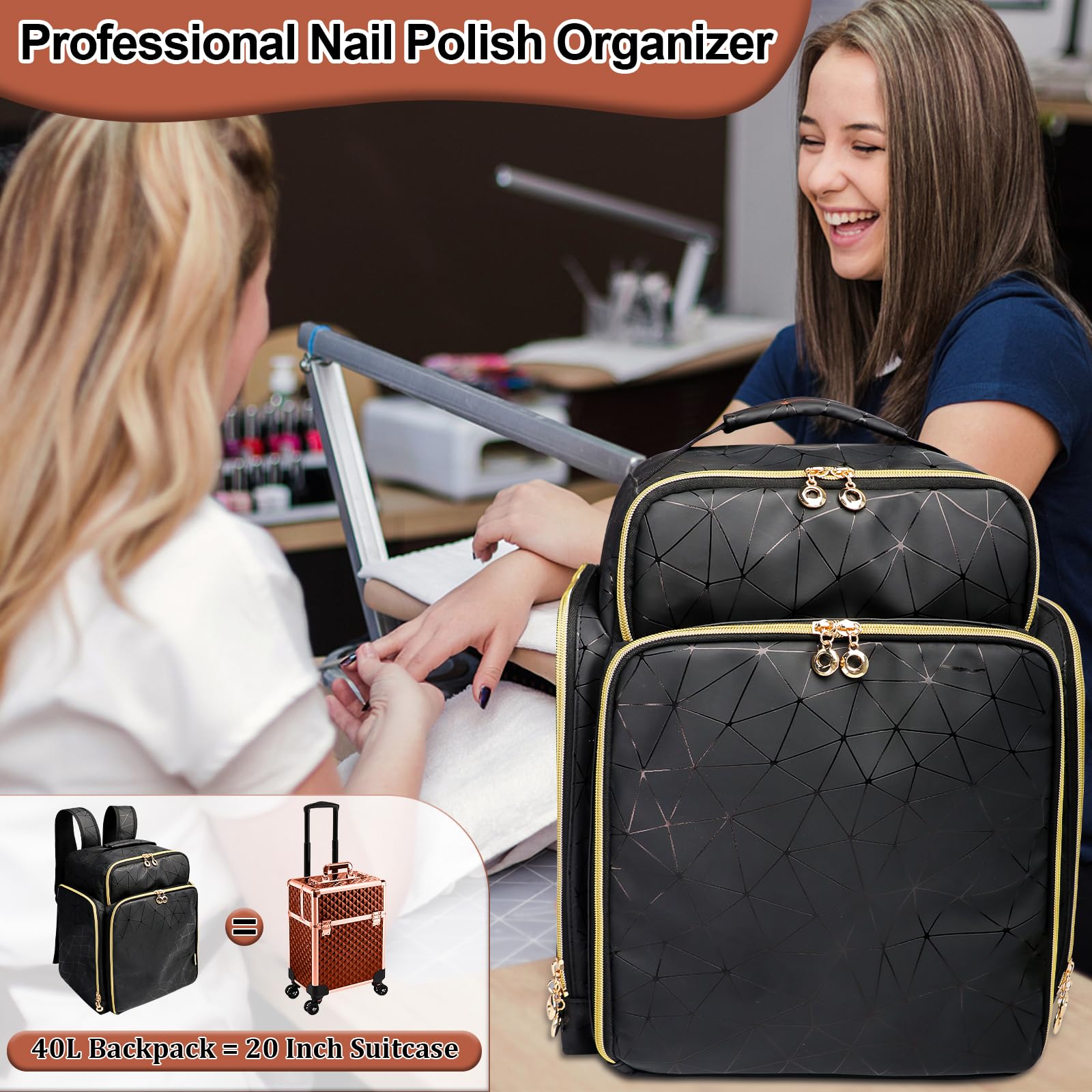 ahzske organizador esmalte mochila uso viaje portatil listo para salidas