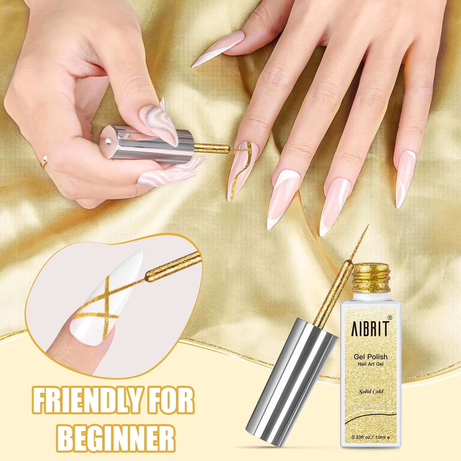 AIBRIT brocha integrada para trazos finos y diseño casero en uñas.