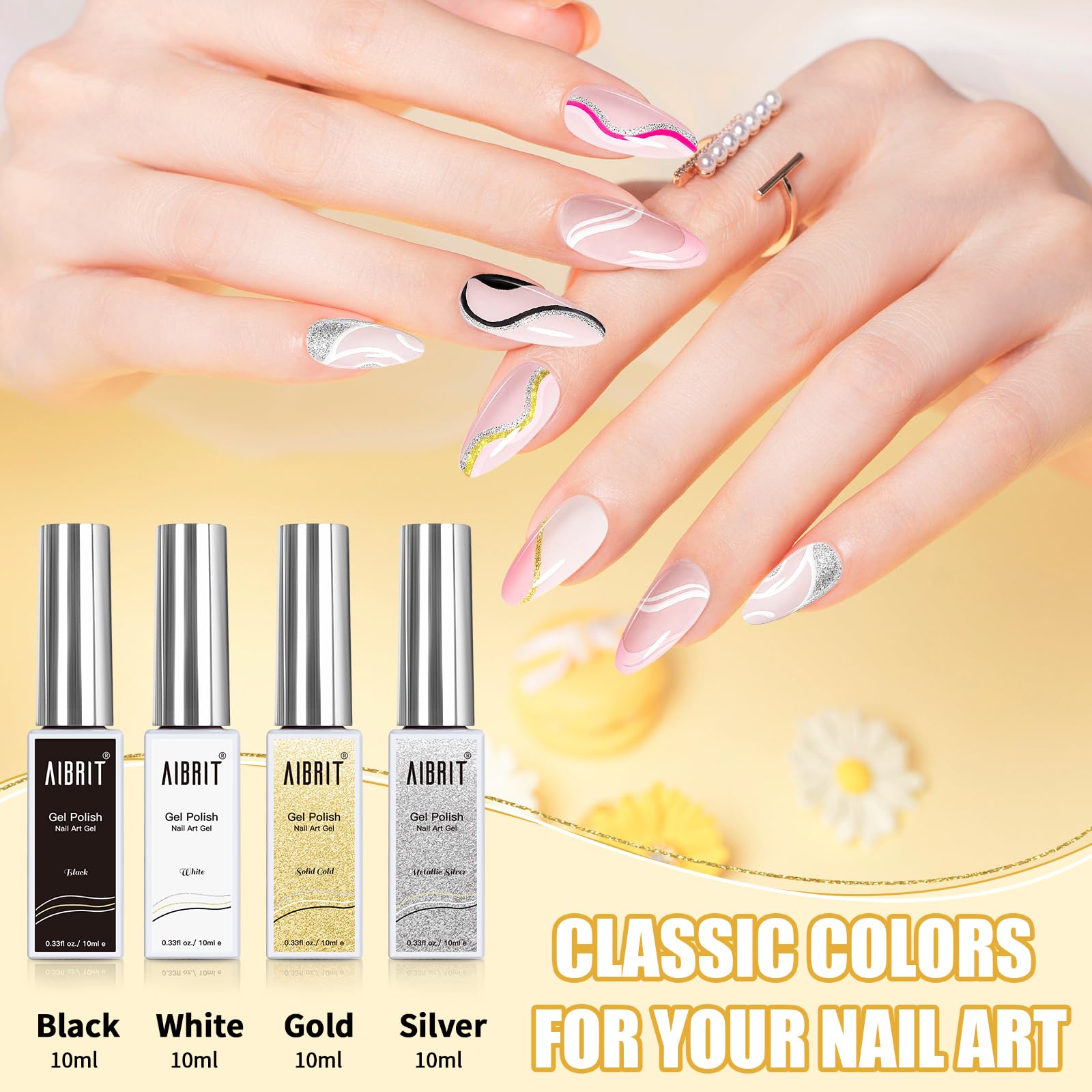 AIBRIT Gel Liner blanco con punta delgada para detalles limpios.