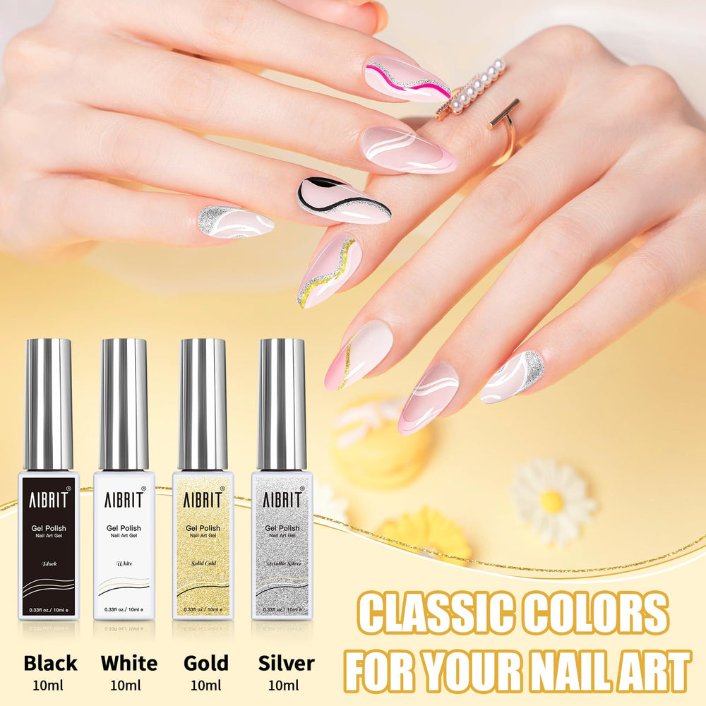 AIBRIT Gel Liner blanco con punta delgada para detalles limpios.