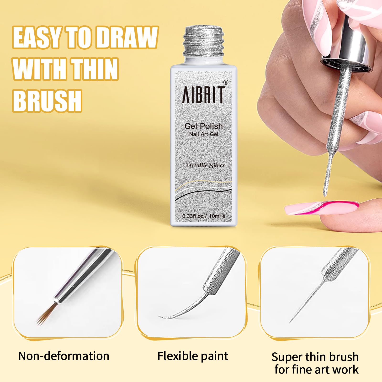 AIBRIT Gel Liner dorado brillo para acentos elegantes en uñas.