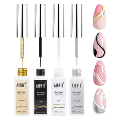 AIBRIT Gel Liner negro con punta delgada para líneas precisas en uñas.
