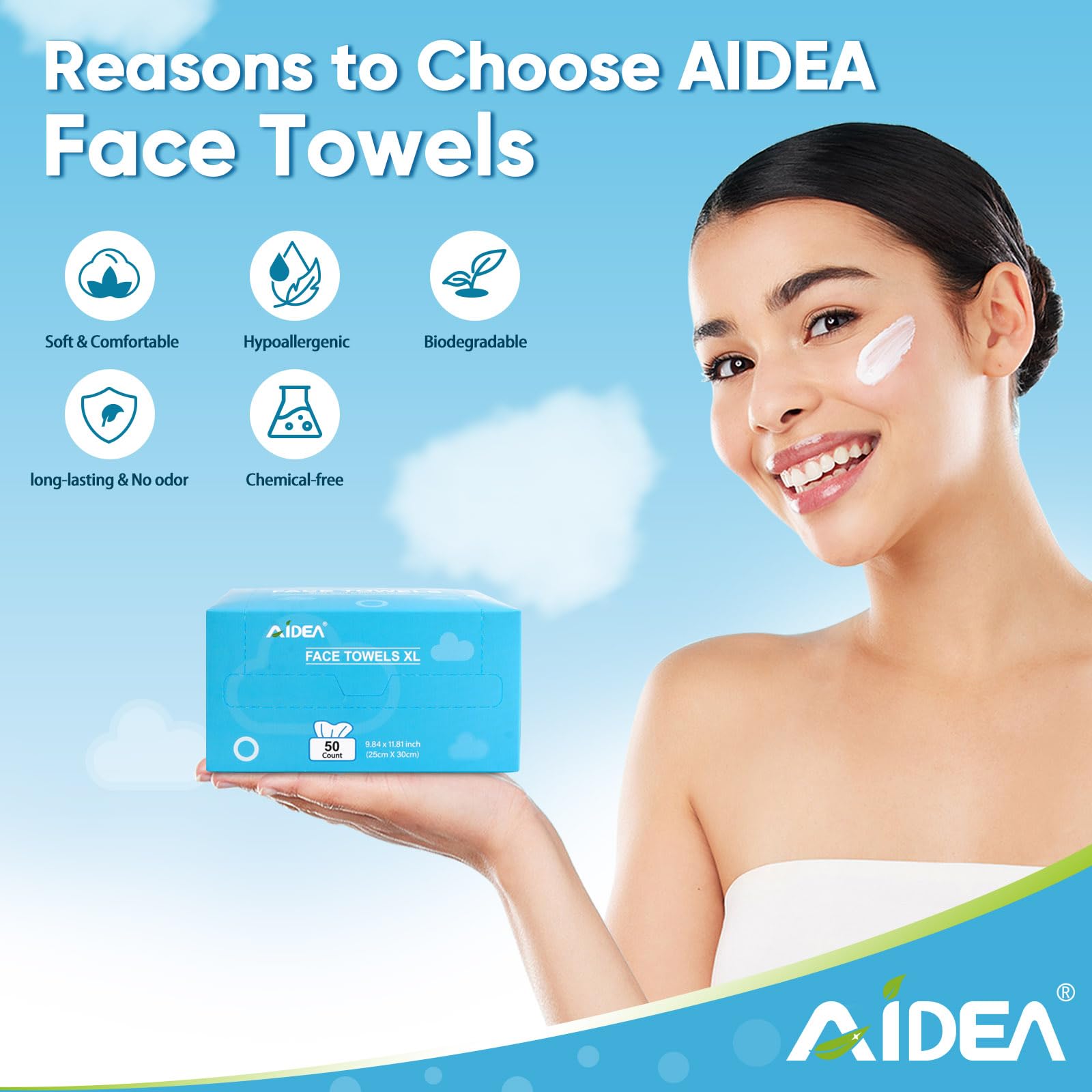 AIDEA XL, toallas sin pelusa con acabado limpio.