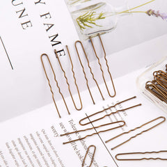 AIEX horquilla U bronce, diseño simple para estilos discretos