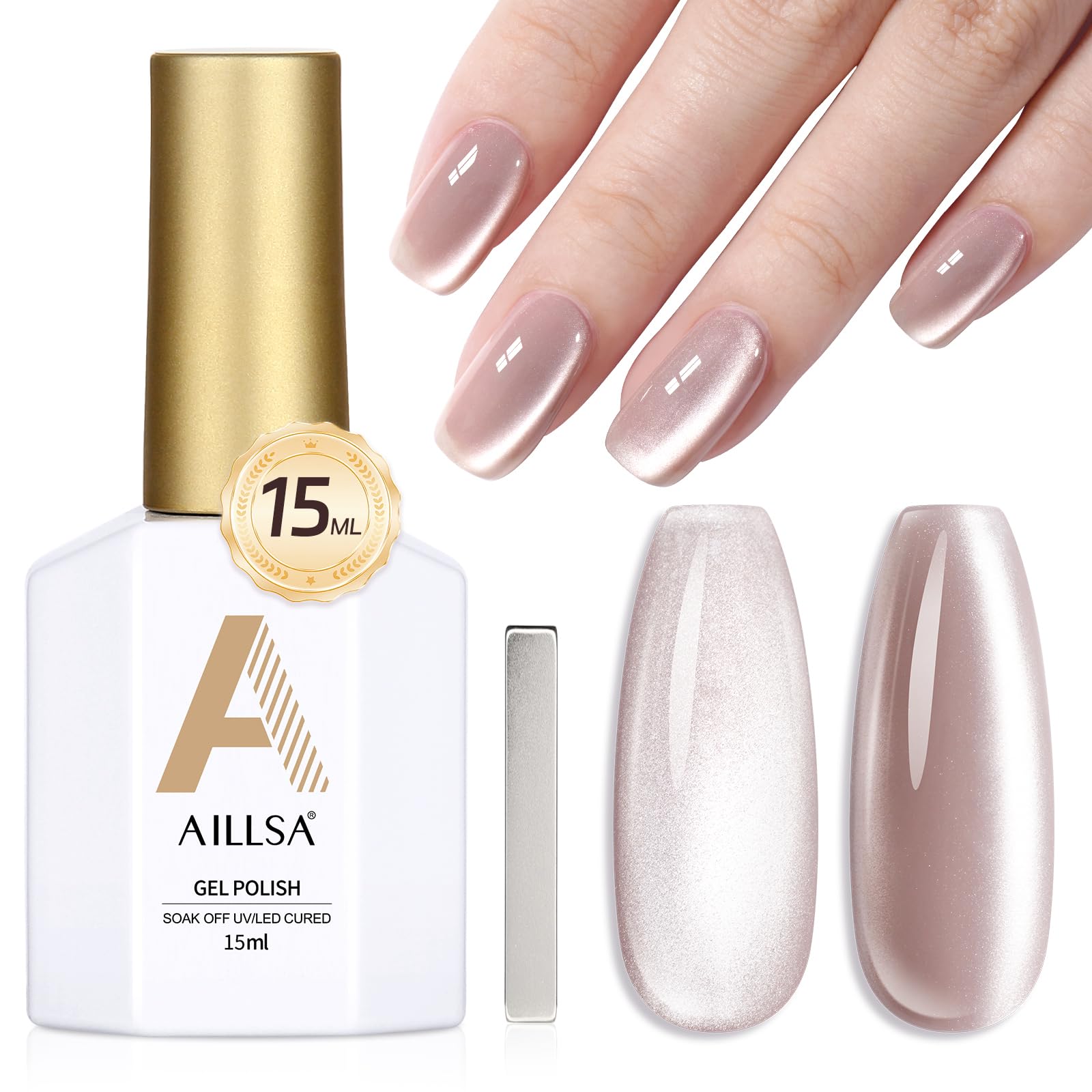 Esmalte Cat Eye AILLSA con imán para efecto magnético refinado.