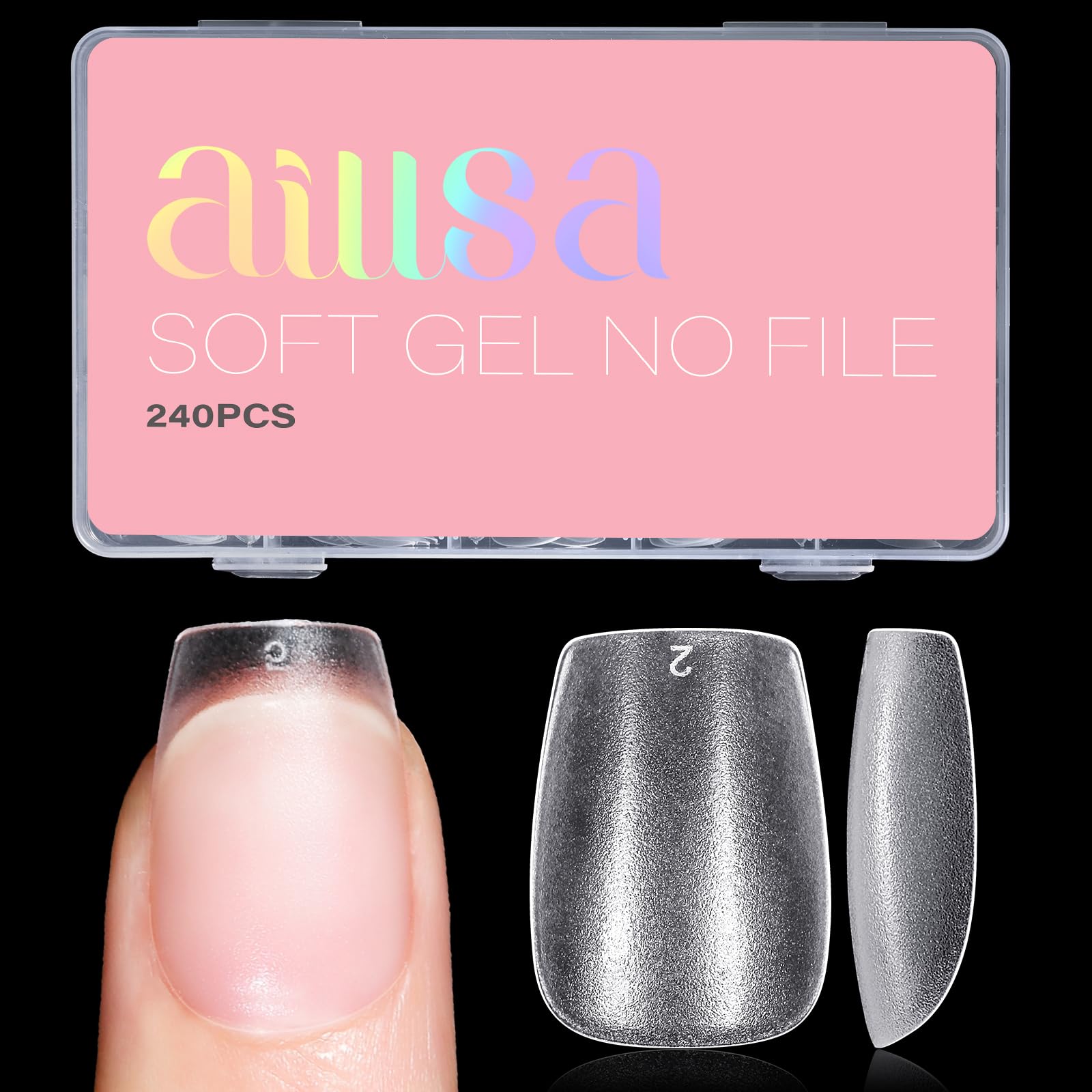 Estuche de almacenamiento AILLSA para puntas de uñas en forma ataúd, organización y accesibilidad.