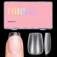Estuche de almacenamiento AILLSA para puntas de uñas en forma ataúd, organización y accesibilidad.