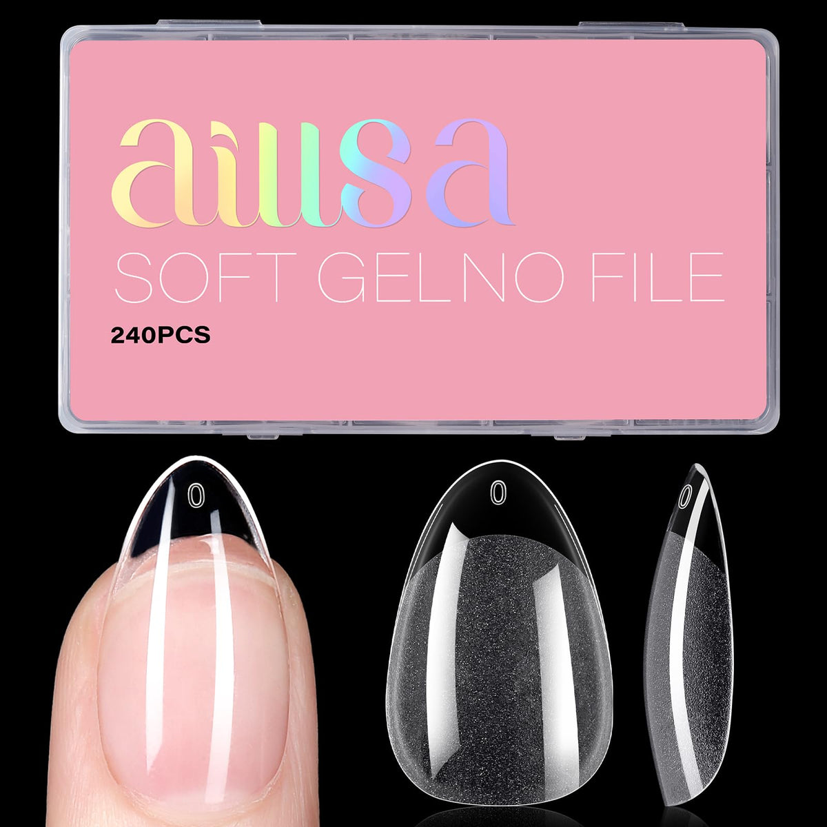 AILLSA tips uñas almendra corto, presentación clara para inicio de manicura en casa.