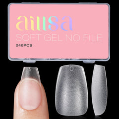 AILLSA tips uñas coffin mate completo, adherencia fuerte para uñas naturales