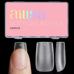 Tips AILLSA de uñas cortas cuadradas, 240 piezas, ajuste cómodo para uñas naturales.