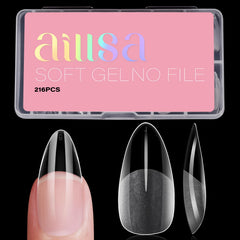 AILLSA tips uñas almendra medianas, cobertura natural para manicura en casa