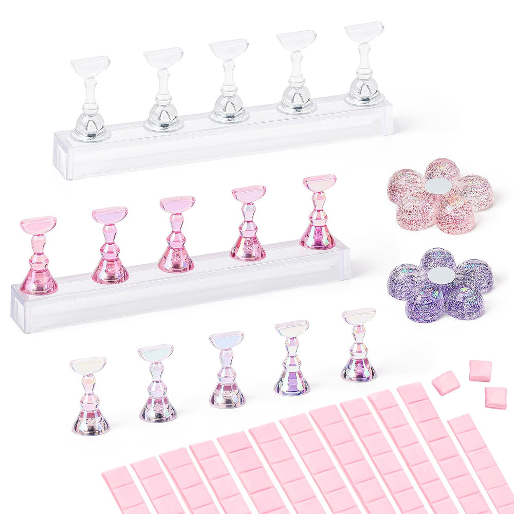 AIMEILI soporte de uñas práctica con base cristal grande, ideal para practicar diseños.