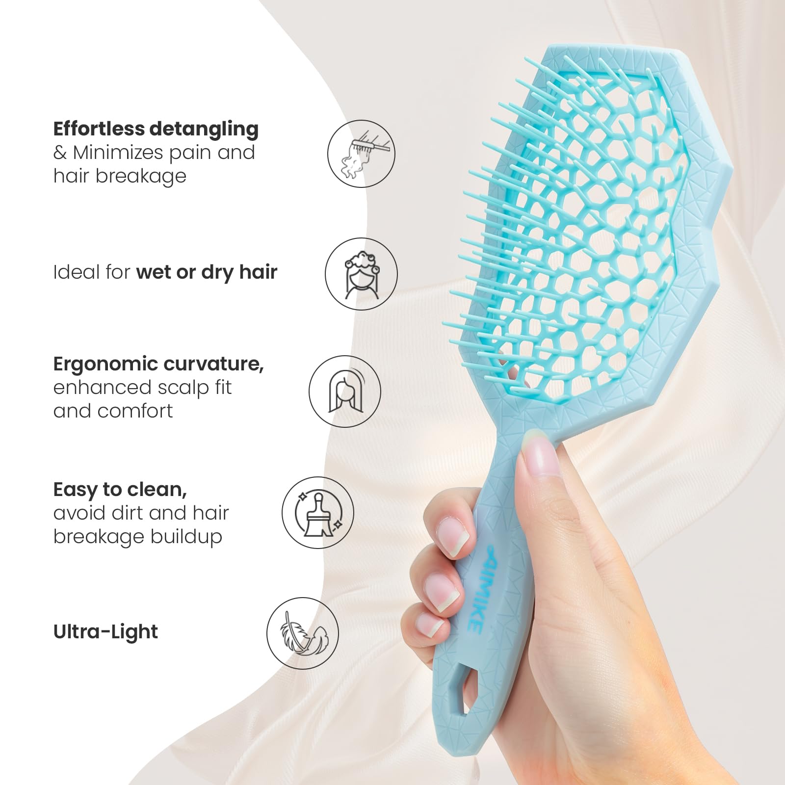 AIMIKE cepillo desenredante ergonómico con mango cómodo