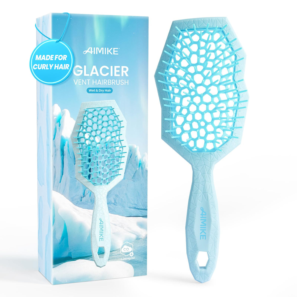 AIMIKE Glacier cepillo desenredante con textura de hielo para rizos definidos