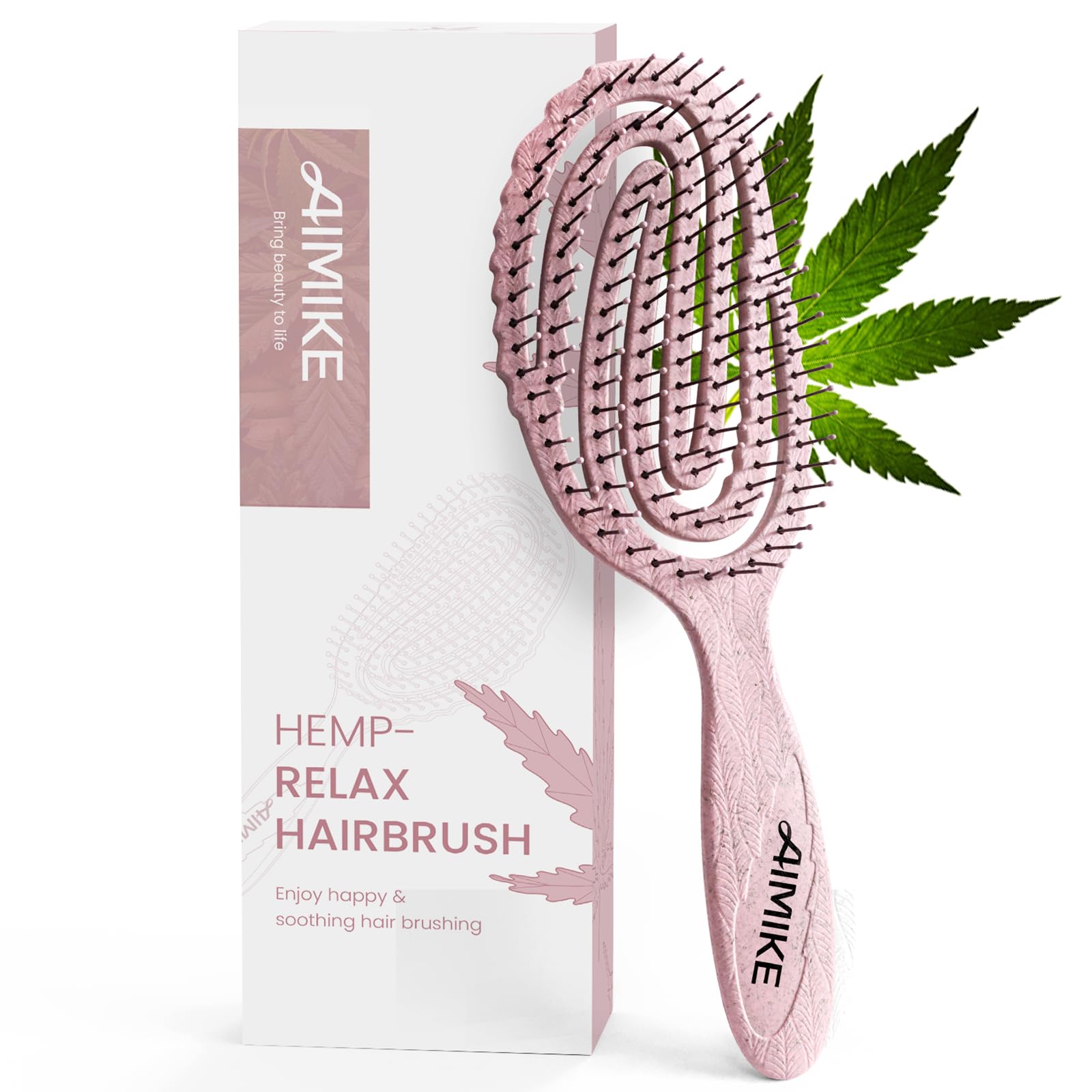 AIMIKE Hemp-Relax cepillo-desenredante, suavidad al peinar y reducción de tirones.