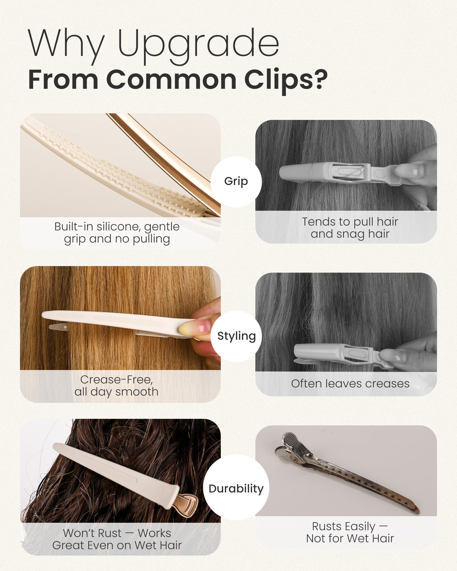 AIMIKE pinzas para cabello grueso, ideal para rizos y volumen.