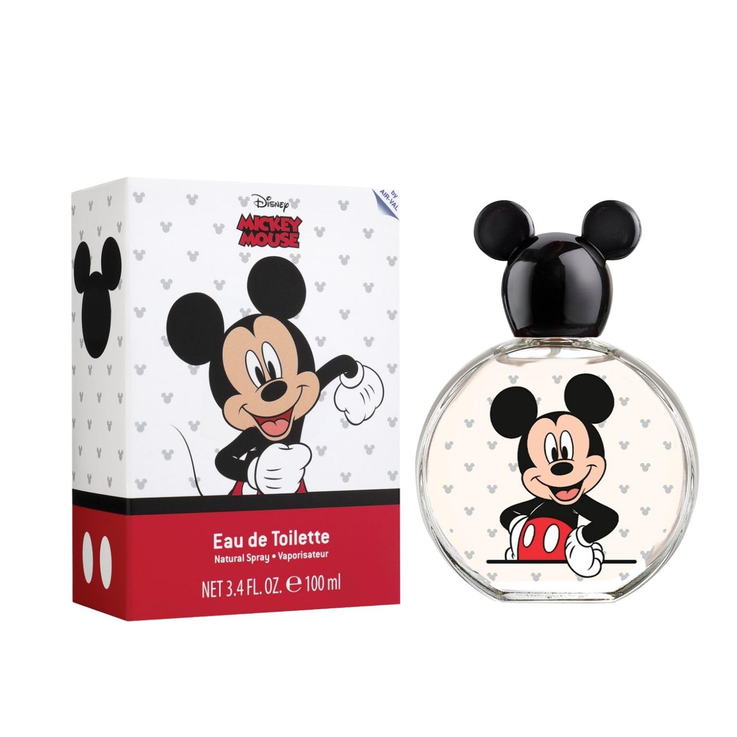 Air-Val Mickey Mouse fragancia botella, aroma cítrico suave para uso diario.