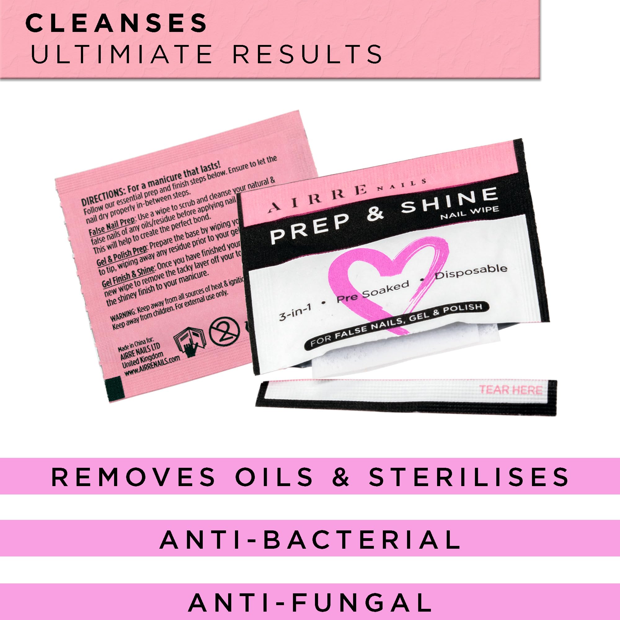 AIRRE NAILS Prep & Wipe compatible con gel acrílico y extensiones