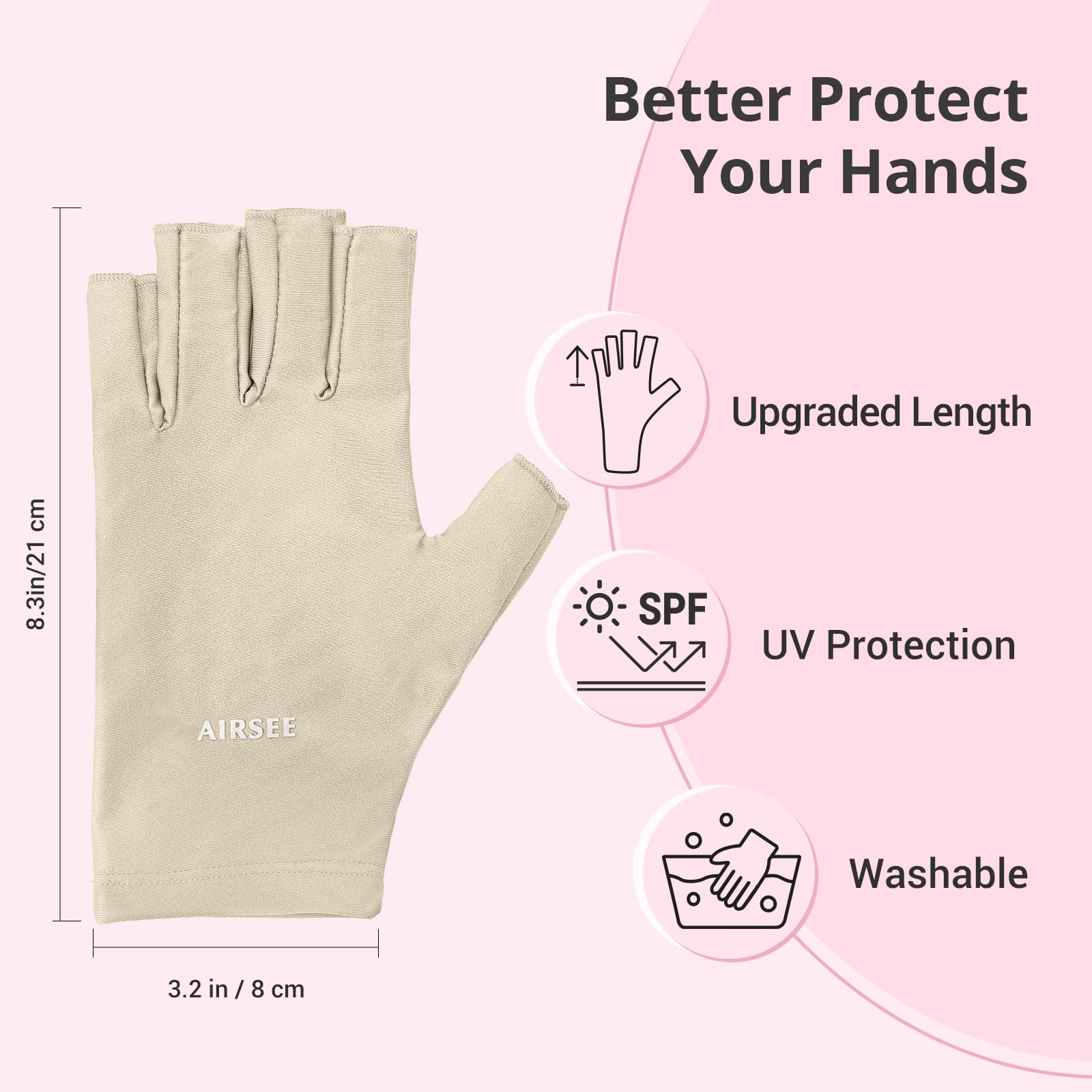AIRSEE guantes UV diseño de mano para manicuras y arte