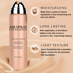 AIUEO Airbrush Foundation matte finish supports hydrated, natural-looking skin texture.