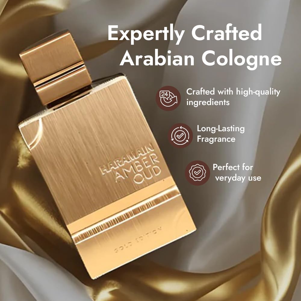 Al Haramain Amber Oud Gold Edition, detalle de etiqueta que transmite elegancia y lujo.