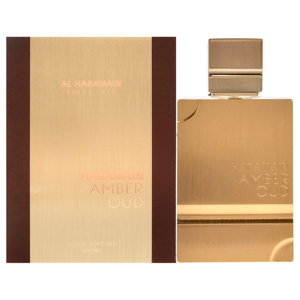 Al Haramain Amber Oud Gold Edition, frasco dorado, ideal para uso diario con carácter.