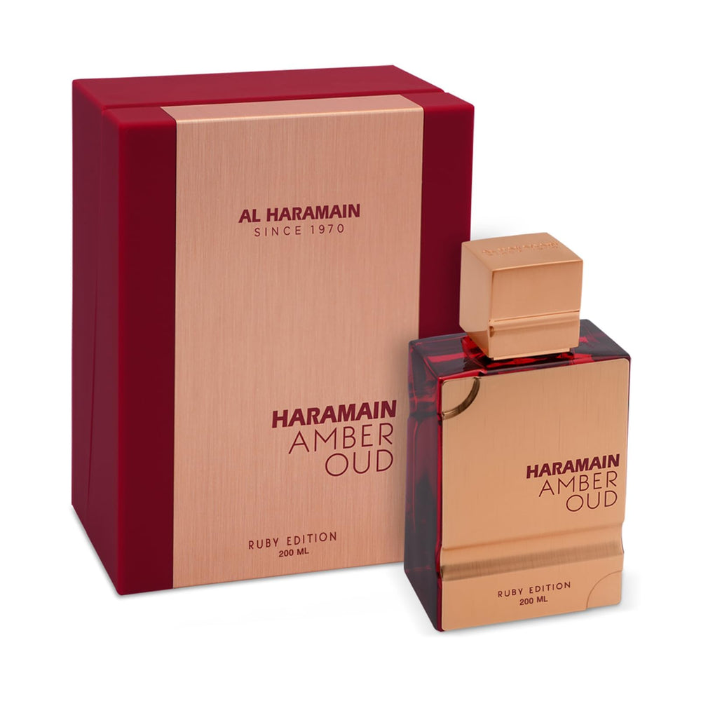 Rociador de Al Haramain Amber Oud Ruby Edition, aroma intenso para uso diario.
