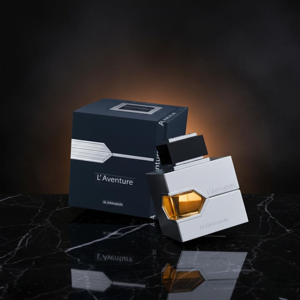 Al Haramain L'aventure: empaque y etiqueta para identificar el aroma con claridad.
