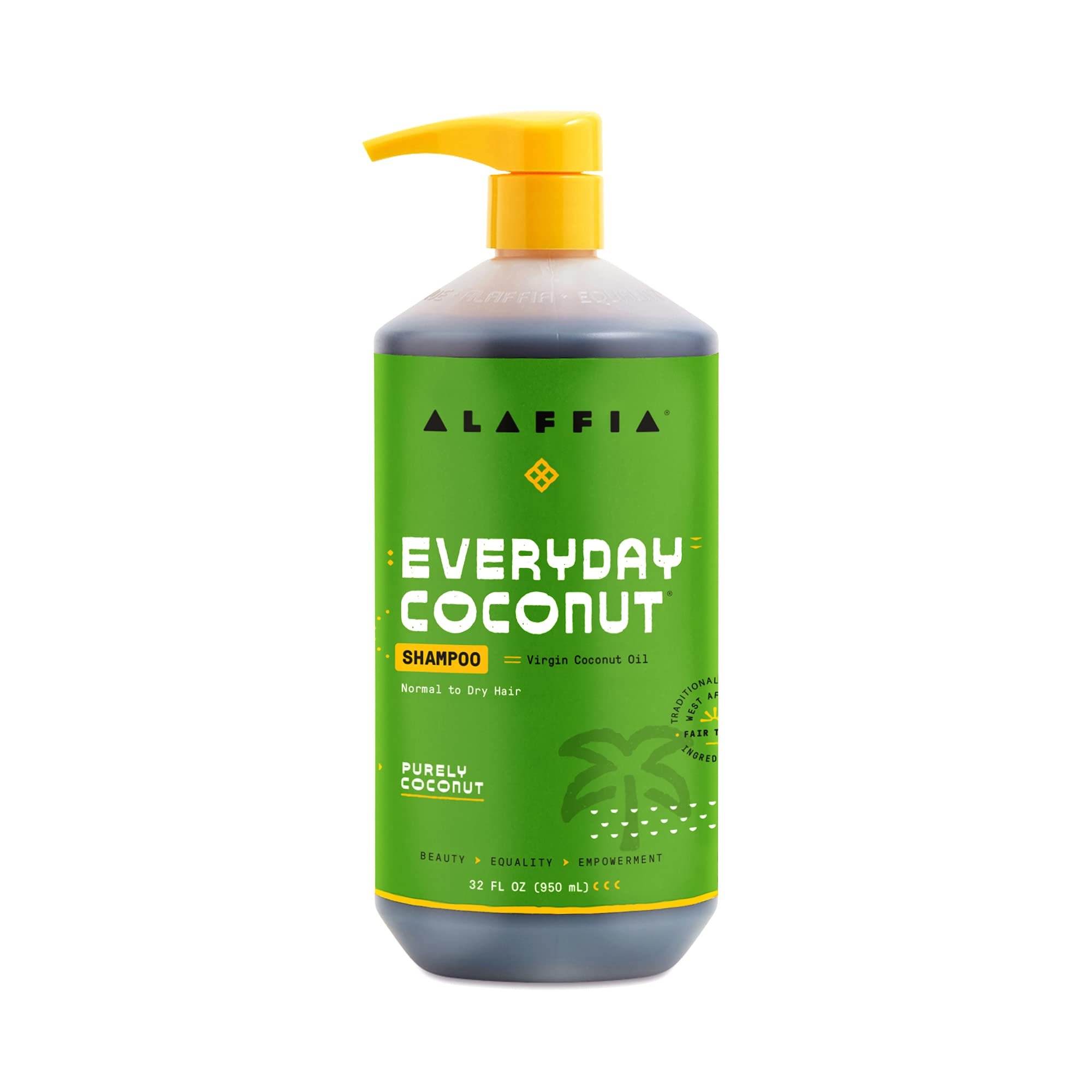 Alaffia Coco Champú en botella, limpieza suave para cabello normal a seco.