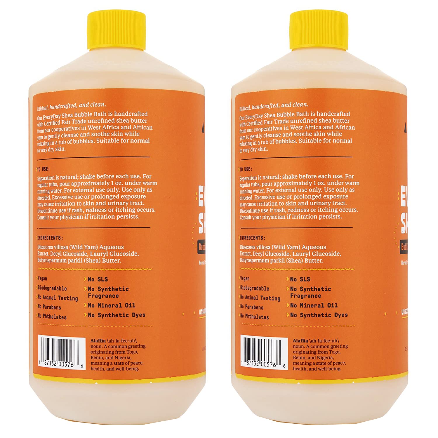 Alaffia Everyday Shea Bubble Bath, mousse généreuse enveloppant la peau.