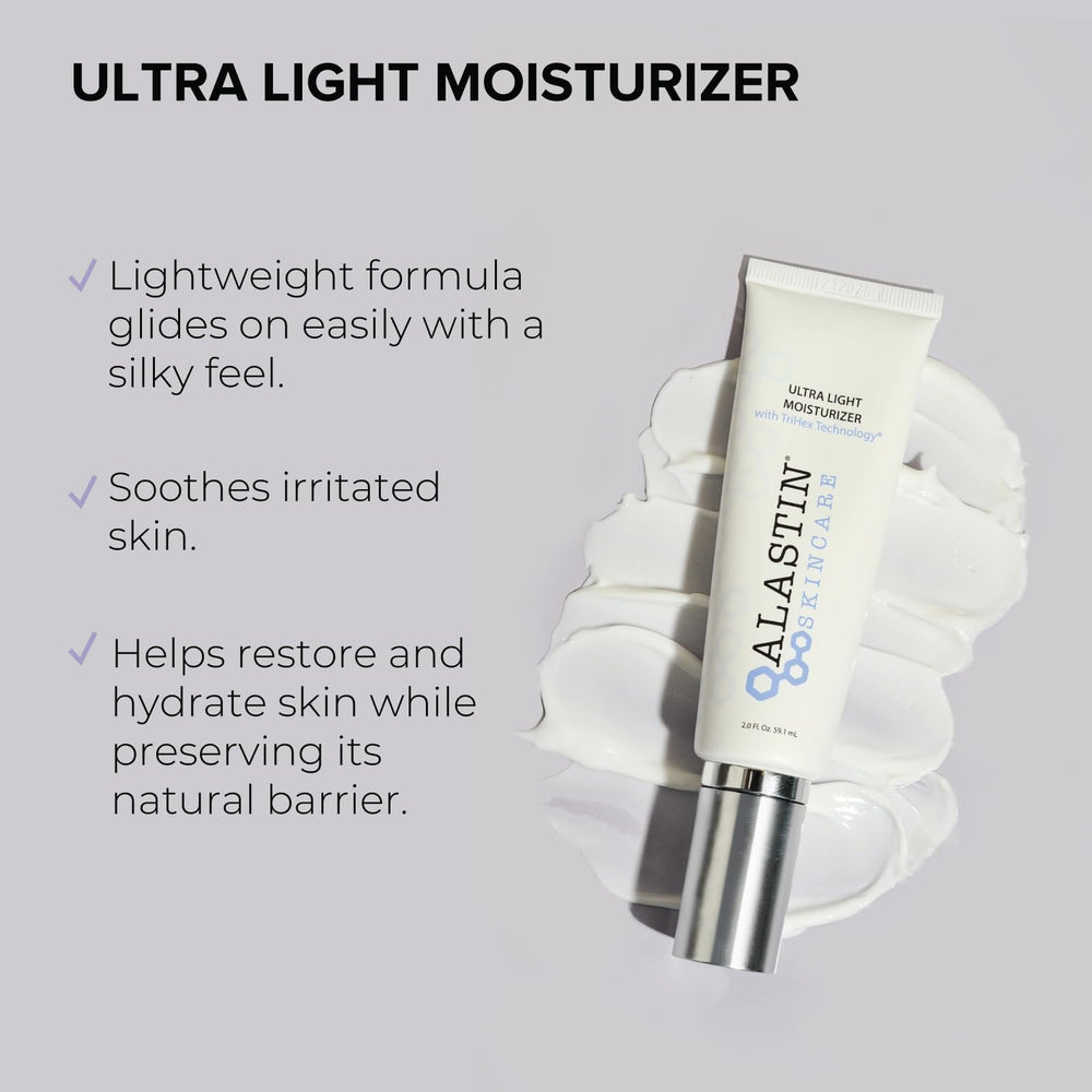 ALASTIN Skincare Ultra Light Daily Face Moisturizer, textura suave para hidratación diaria.