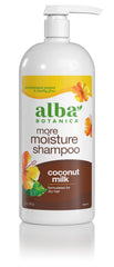 Alba Botanica Champú Leche de Coco, botella 32 oz, hidrata y suaviza el cabello.