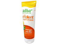 ALBA Botanica Cream Shave Mango Vanilla, etiqueta visible, diseño práctico para doble paquete.