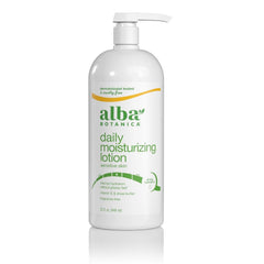 Alba Botanica Loción Emoliente Sin Fragancia en botella de 32 onzas para hidratación diaria.