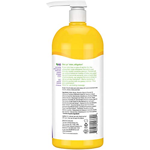 Loción Emoliente Alba Botanica, textura de absorción rápida para piel suave.