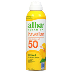 Alba Botanica protector solar coco frente a la botella para uso diario.