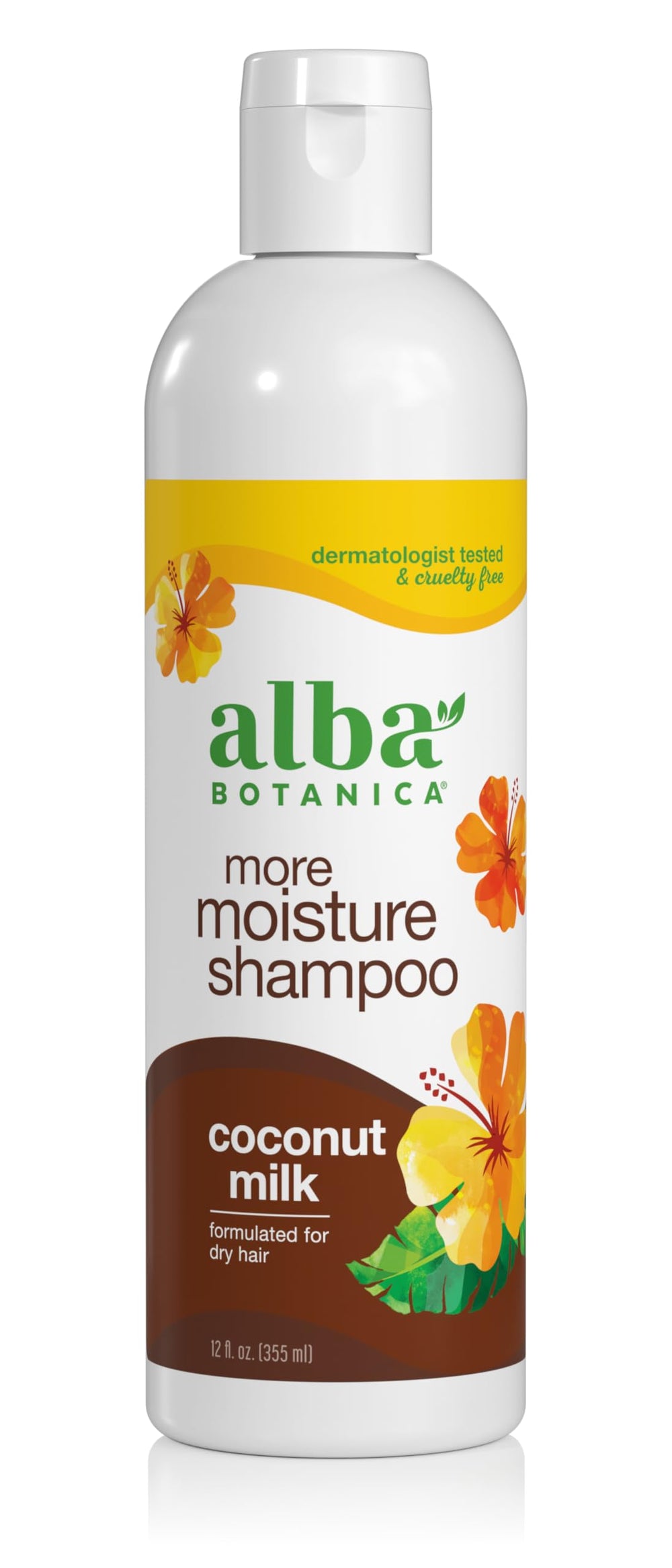 Alba Botanica Shampoo Leche de Coco, botella, hidratación para cabello suave y nutrido
