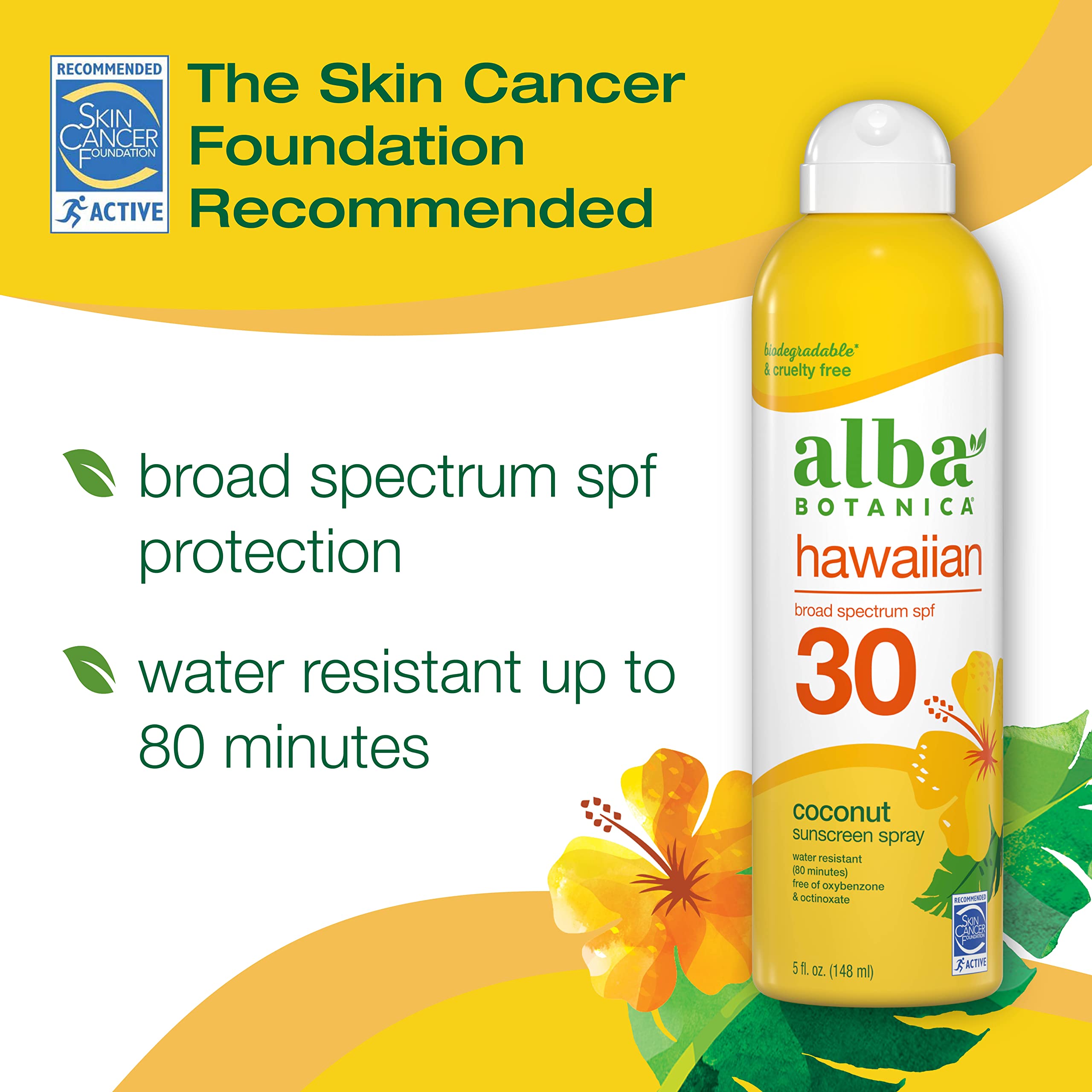 Alba Botanica protector solar en aerosol para rostro y cuerpo: bruma ligera para aplicación rápida.