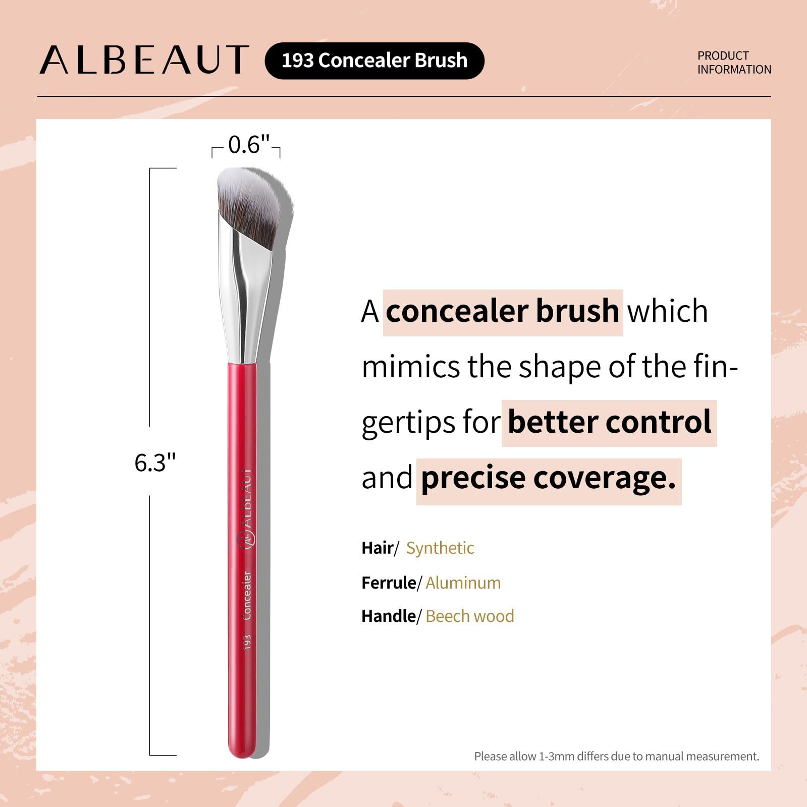 ALBEAUT brocha correctora para formulas liquidas cremosas o en polvo